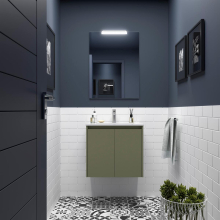 Badezimmermöbel BALTIC 700 2 Türen GREEN SATIN + Waschtisch + Spiegel