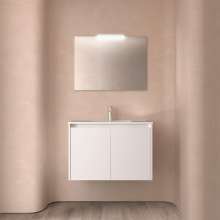 Badezimmermöbel BALTIC 800 2 Türen WHITE SATIN + Waschtisch + Spiegel