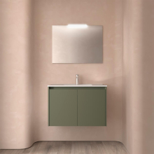 Badezimmermöbel BALTIC 800 2 Türen GREEN SATIN + Waschtisch + Spiegel