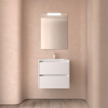 Badezimmermöbel BALTIC 700 2 Schubladen WHITE SATIN + Waschtisch + Spiegel
