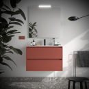 Badezimmermöbel BALTIC 800 2 Schubladen RED SATIN +...