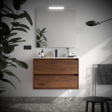 Badezimmermöbel BALTIC 900 2 Schubladen NUSSBAUM MAYA + Waschtisch + Spiegel
