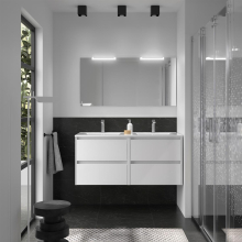 Badmöbelset BALTIC 1200 4 Schubladen WEISS GLOSS + Waschbecken + Spiegel