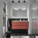 Badmöbelset BALTIC 1200 4 Schubladen ROT SATIN +...