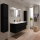 Badezimmermöbel BALTIC 1400 4 Schubladen BLACK SATIN + Waschtisch + Spiegel
