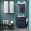 Badezimmermöbel BALTIC 600 3 Schubladen BLUE SATIN +...
