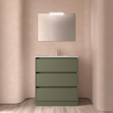 Badezimmermöbel BALTIC 800 3 Schubladen GREEN SATIN + Waschtisch + Spiegel