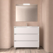 Badezimmermöbel BALTIC 1000 3 Schubladen WHITE SATIN + Waschtisch + Spiegel