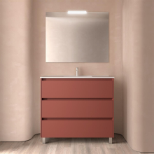 Badezimmermöbel BALTIC 1000 3 Schubladen RED SATIN + Waschtisch + Spiegel