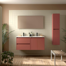Badezimmermöbel BALTIC 1200 2 Türen und 2 Schubladen RED SATIN + Waschtisch