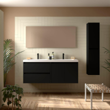 Badezimmermöbel BALTIC 1400 2 Türen und 2 Schubladen BLACK SATIN + Waschtisch