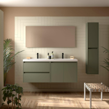 Badezimmermöbel BALTIC 1400 2 Türen und 2 Schubladen GREEN SATIN + Waschtisch