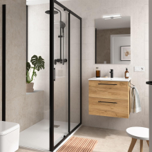 Badezimmermöbel SILANE 600 2 Schubladen EICHE AFRIKA + Waschtisch + Spiegel