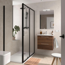 Badezimmermöbel SILANE 600 2 Schubladen NUSSBAUM MAYA + Waschtisch + Spiegel