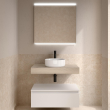 Set DOMUS 600 Schrankelement wandhängend 1 Schublade und Waschtischplatte WHITE SATIN
