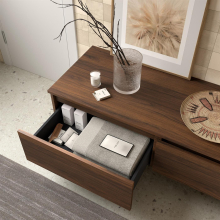 Set DOMUS 1200 2 Schrankelement wandhängend 1 Schublade und Waschtischplatte NUSSBAUM