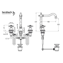 Herzbach ANAIS CLASSIC WT-Dreilochbatterie Kreuzgriffe...