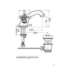 Herzbach ANAIS WT-Einlochbatterie mit Ablauf Chrom