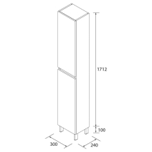 Hochschrank INFINITY 2 Türen WHITE SATIN 300 x 1810 x 240 mm