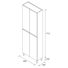Hochschrank INFINITY 4 Türen NATURAL 600 x 1810 x 240 mm