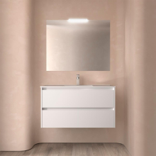 Badezimmermöbel BALTIC 1000 2 Schubladen WHITE SATIN + Waschtisch + Spiegel