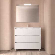 Badezimmermöbel BALTIC 1000 3 Schubladen WHITE GLOSS + Waschtisch + Spiegel