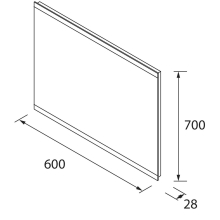 Spiegel LINIA mit LED-Licht oben/unten, vertikal 600x700 mm