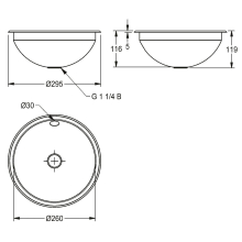KWC Rundbecken, RONDO, Edelstahl, 295x119 mm, Überlauf, Seidenmatt
