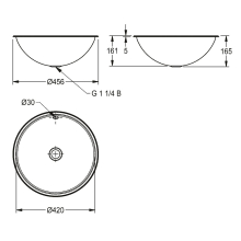 KWC Rundbecken, RONDO, Edelstahl, 456x165 mm, Überlauf, Seidenmatt