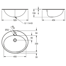 KWC Ovalbecken, RONDO, Edelstahl, 531x159x456 mm, Überlauf, Hahnloch, Hochglanz