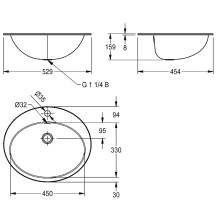 KWC Ovalbecken, RONDO, Edelstahl, 531x159x456 mm, Überlauf, Seidenmatt