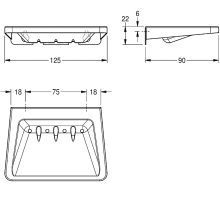 KWC Seifenablage, RODAN, Edelstahl, 125x22x90 mm, AP, Wasserablauf