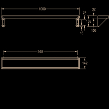 KWC Ablage, SATURN, Edelstahl, 1000x138x142 mm, Aufputz