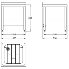KWC Standausguss, SIRIUS, Edelstahl, 650x650x598 mm, Klapprost, Verschweißt
