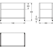 KWC Untergestell, MAXIMA, Edelstahl, 1180x850x650 mm