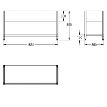 KWC Untergestell, MAXIMA, Edelstahl, 1580x850x550 mm