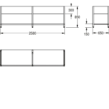 KWC Untergestell, MAXIMA, Edelstahl, 2580x850x650 mm