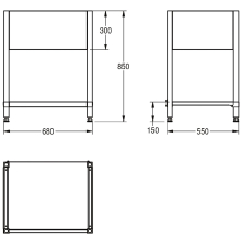 KWC Untergestell, MAXIMA, Edelstahl, 680x850x550 mm