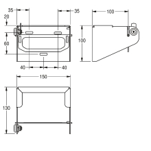 KWC Wc-rollenhalter, RODAN, Edelstahl, 150x100x130 mm, Aufputz
