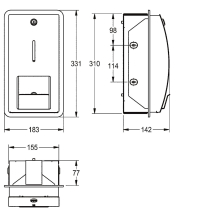 KWC Wc-doppelrollenhalter, STRATOS, Edelstahl, 183x331x142 mm, Unterputz