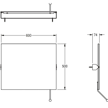 KWC Kippspiegel, CONTINA, Edelstahl, 600x500x74 mm, Griff