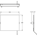 KWC Kippspiegel, CONTINA, Edelstahl, 600x500x74 mm, Griff