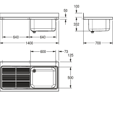 KWC Gewerbespüle, MAXIMA, Edelstahl, 1400x432x700 mm, Tropfteil Links