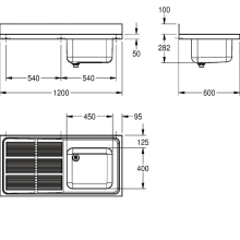 KWC Gewerbespüle, MAXIMA, Edelstahl, 1200x382x600 mm, Tropfteil Links