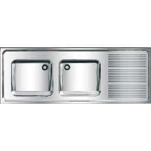 KWC Gewerbespüle, MAXIMA, Edelstahl, 2 Becken, 1600x382x600 mm, Tropfteil Re