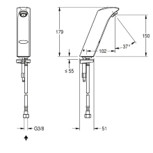 KWC Standventil, PROTRONIC-S, Elek, O. Mischung, Batterie