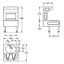 KWC Standausguss-waschtischkombination, SIRIUS, 500x880x570 mm, Klapprost