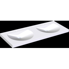 KWC Doppelwaschtisch, RONDA, MIRANIT, 1400x125x530 mm, Mulden Rund