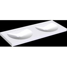 KWC Doppelwaschtisch, RONDA, MIRANIT, 1400x125x530 mm, Mulden Rund, Hahnloch