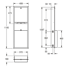 KWC Papier-abfall-kombi, RODAN, Edst, 408x1145x169 mm, Unterputz, Ca. 23 l